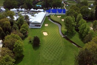 An aerial shot of the 18th hole at Wentworth in 2010