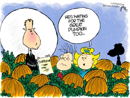 Political Cartoon U.S. Adam Schiff Impeachment Subpoena The Corrupt Pumpkin