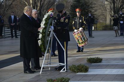 Donald Trump and Mike Pence at wreath-laying ceremony.