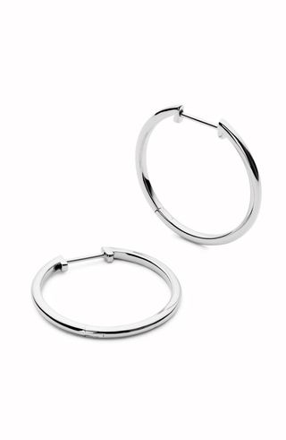 Medium Slim Endless Hoops - Lo Medium Silver