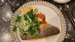 ‘Branzino’ seared sea bass with cannellini beans and shaved fennel