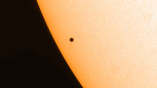 Mercury as seen passing between Earth and the sun during a transit.