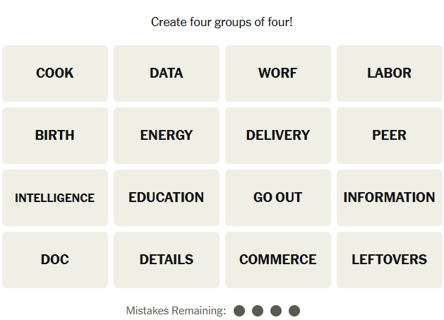 The New York Times Connections puzzle on December 19, 2025