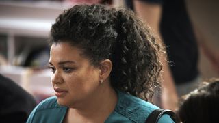 Michelle Buteau as Bree in scrubs in First Wives Club