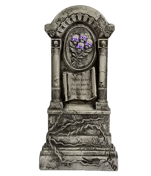 Haunted Living 3-ft Lighted Behold Me Here Skull Tombstone