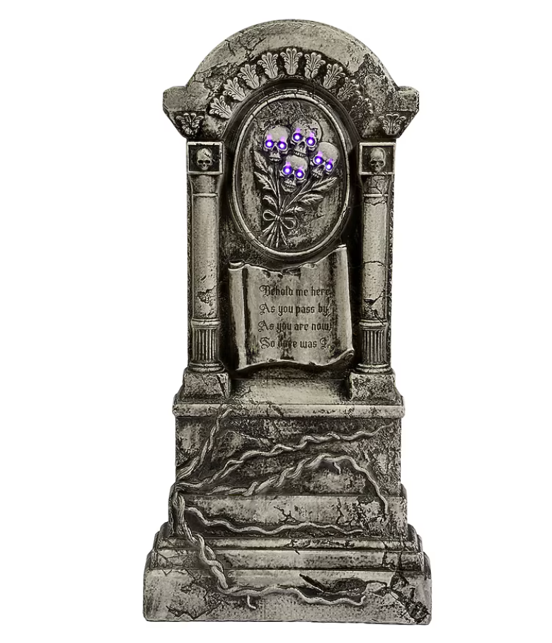 Haunted Living 3-ft Lighted Behold Me Here Skull Tombstone