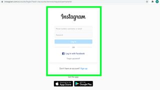 how to delete an Instagram account — Screenshot of the Instagram log in page