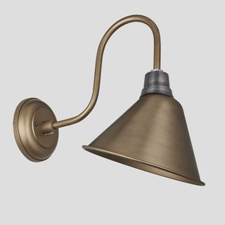 Swan Neck Cone Wall Light - 8 Inch - Brass