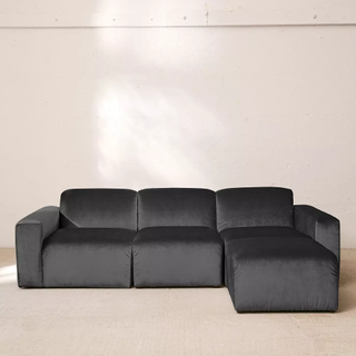 modular velvet gray couch