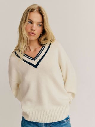 Jadey Cashmere Oversized V-Neck Sweater