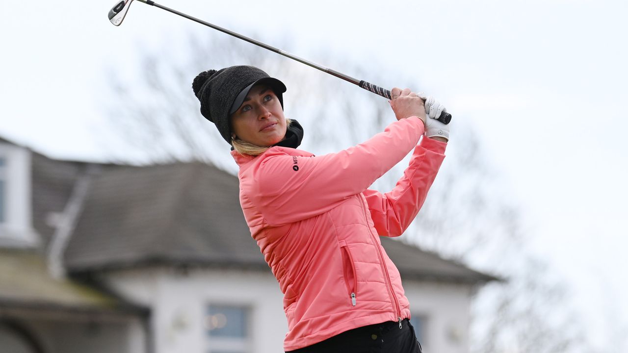 Amy Boulden plays an iron shot