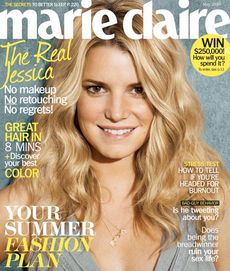 Jessica Simpson on the cover of US Marie Claire without make-up