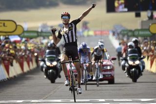 Steven Cummings of African team MTN-Qhubeka wins stage 14 of the Tour de France on Nelson Mandela day.