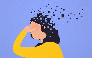 Illustration of woman dealing with signs of stress