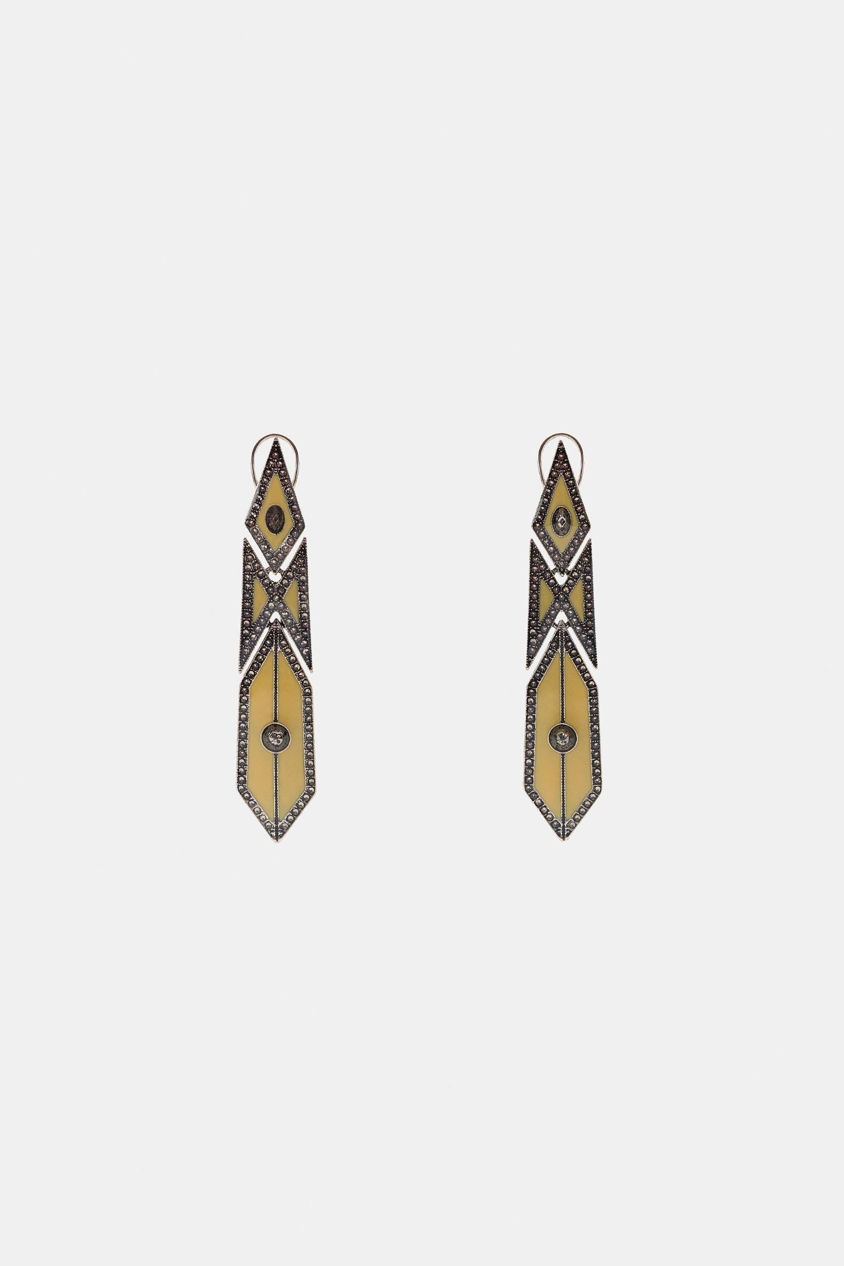 ZARA, Geometric Sparkly Earrings - Vanilla - M