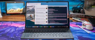 Galaxy Tab S10 Ultra using Samsung DeX with multiple windows open