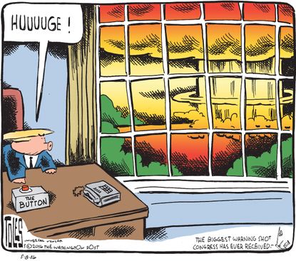 Political Cartoon U.S. Trump Huge
