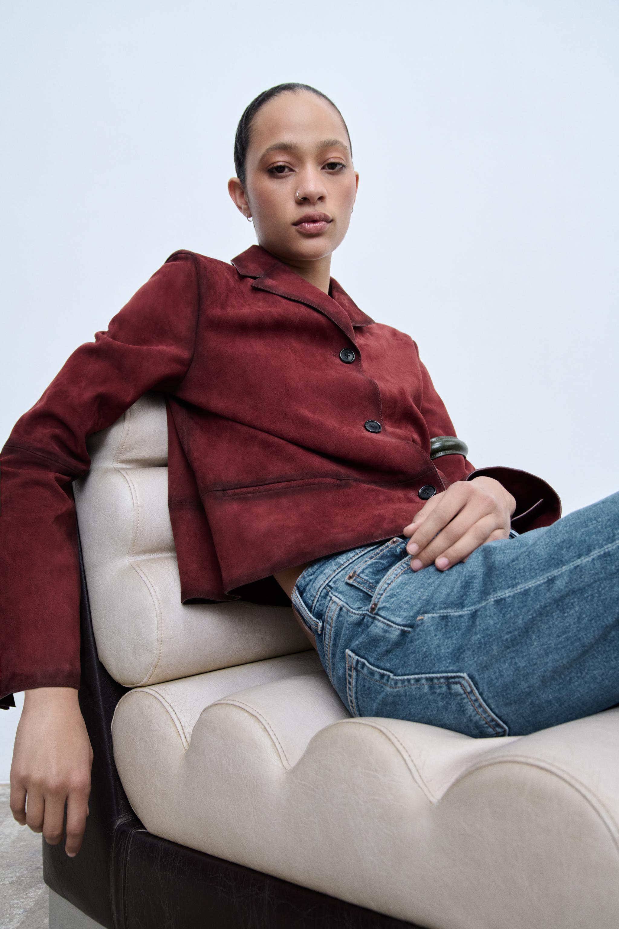 100% Suede Leather Blazer Zw Collection