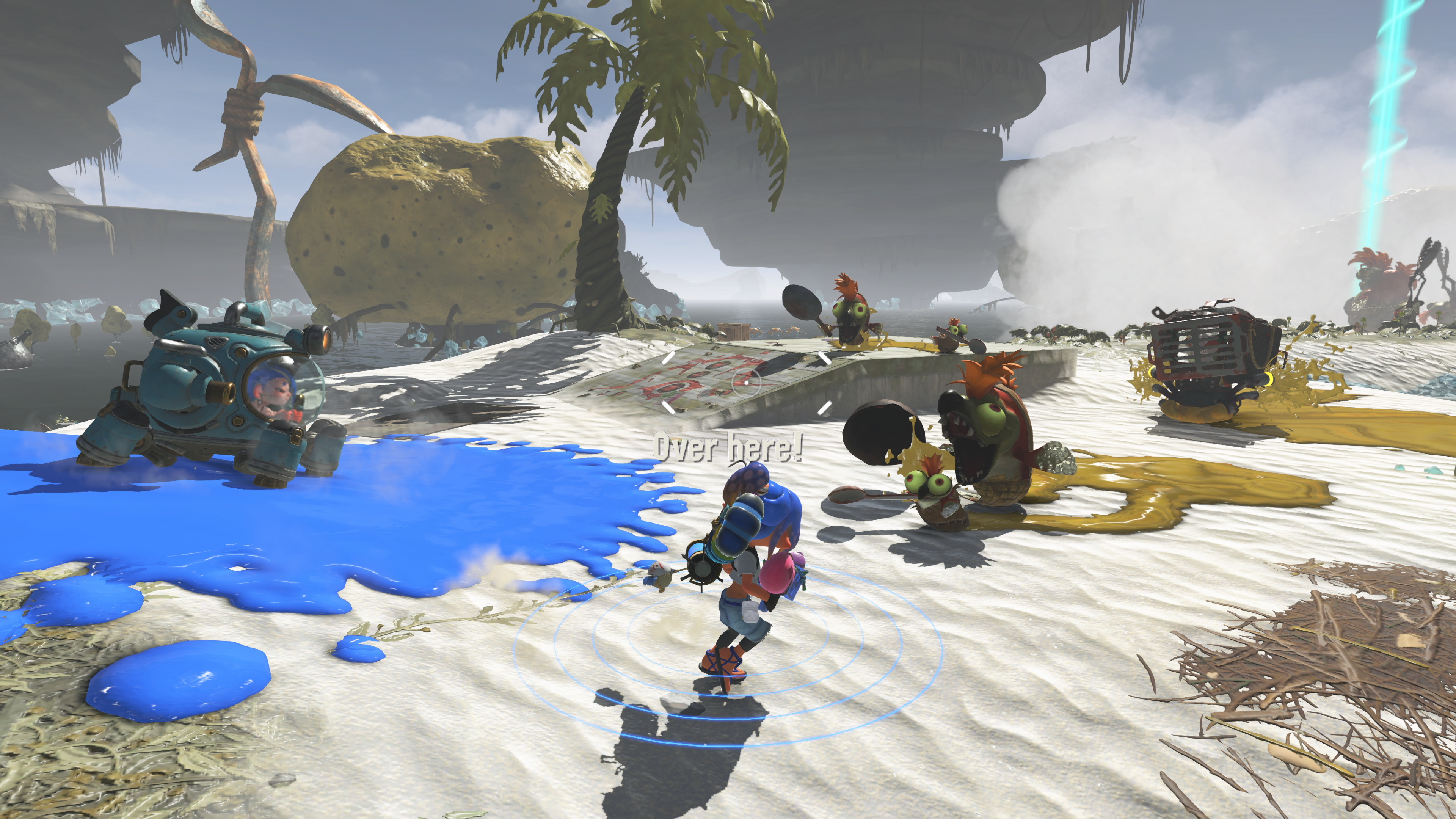 Splatoon Raiders on Switch 2 running in a wintry cartoon world