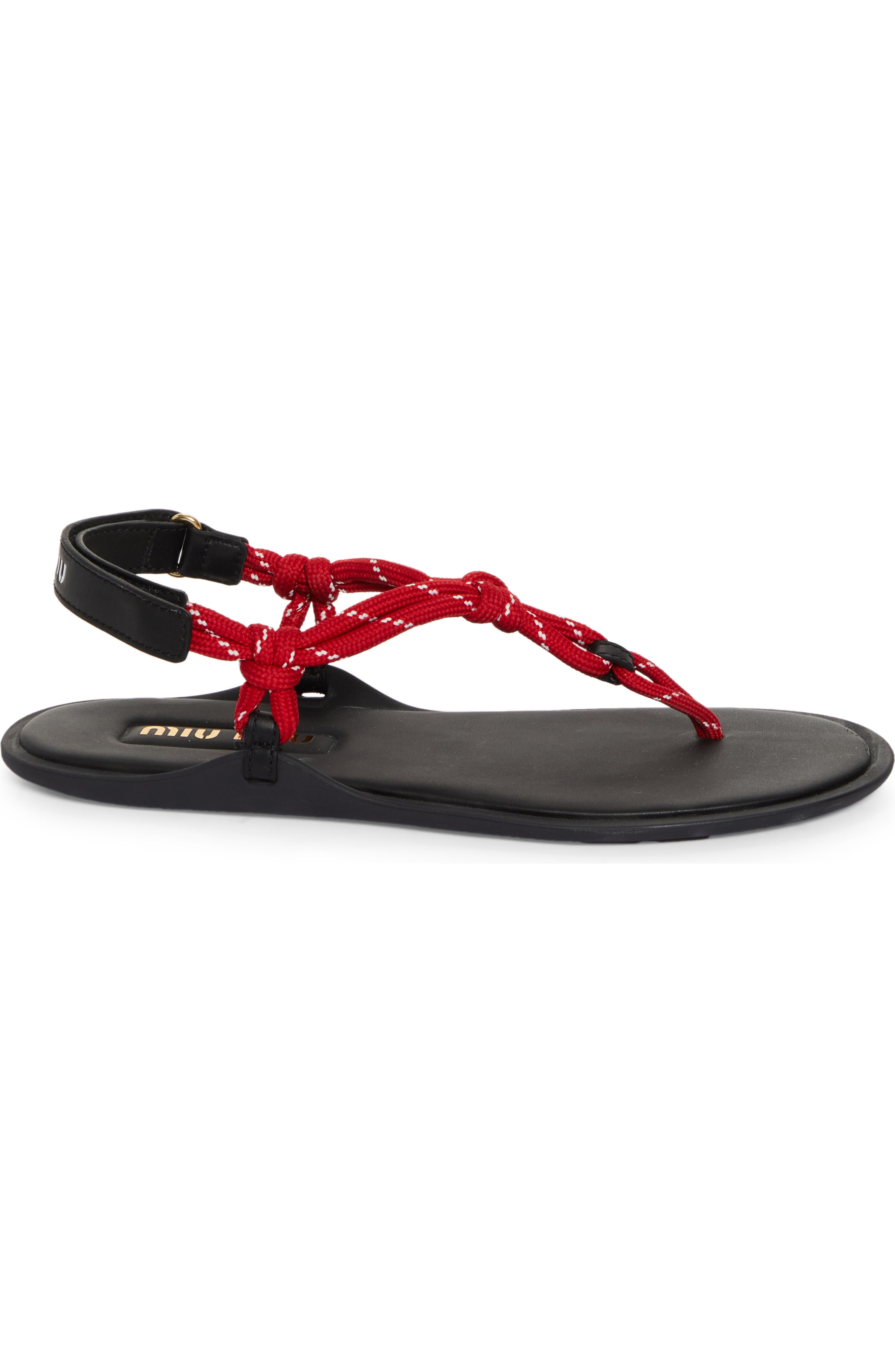 Miu Miu, Riviere Cord & Leather Sandal