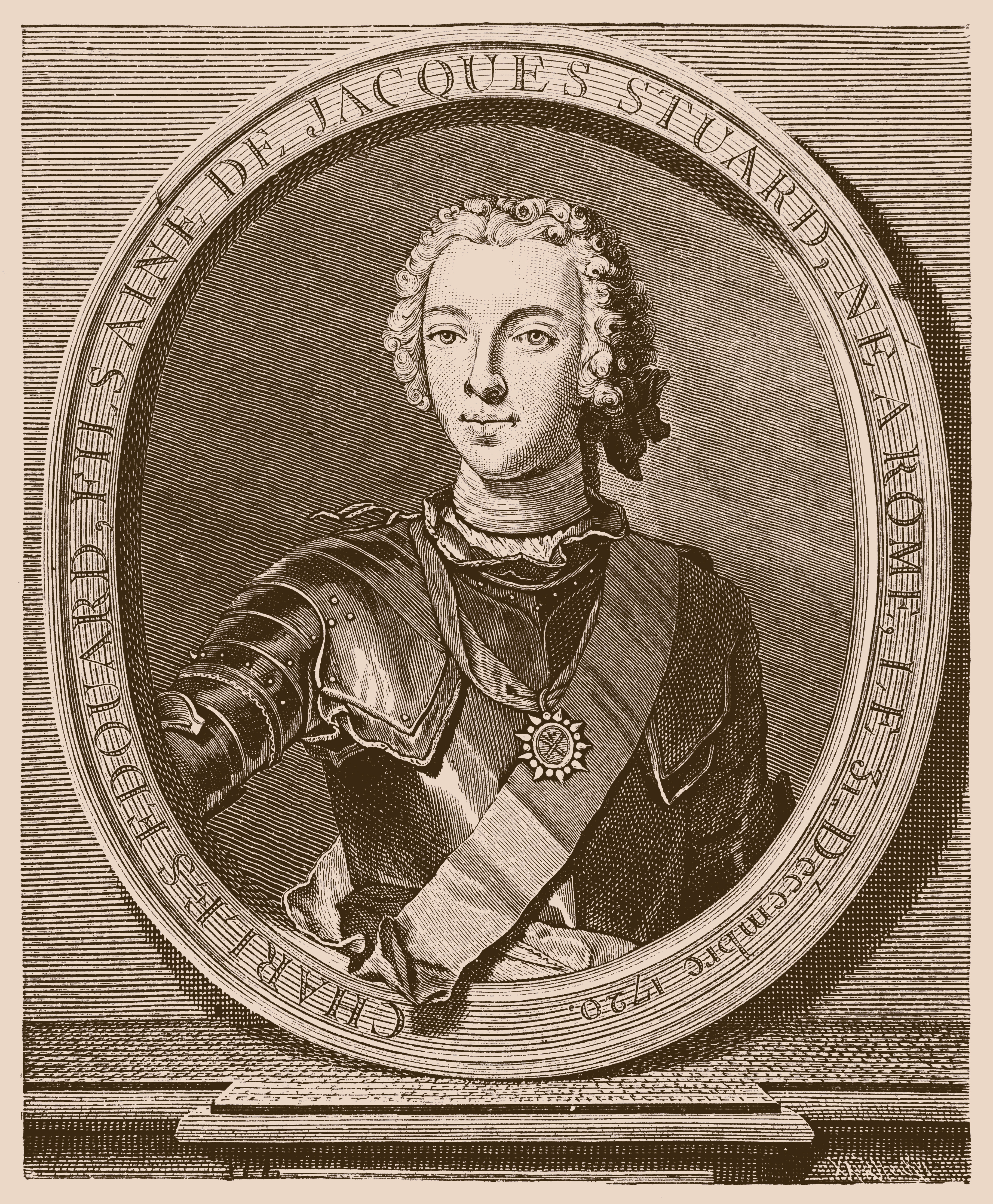A sepia illustration of Bonnie Prince Charlie