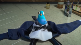 The main character as a pigeon in Spies in Disguise.
