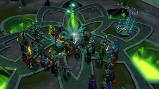 Runescape screenshot - bunch of people standing around some glowing green thing