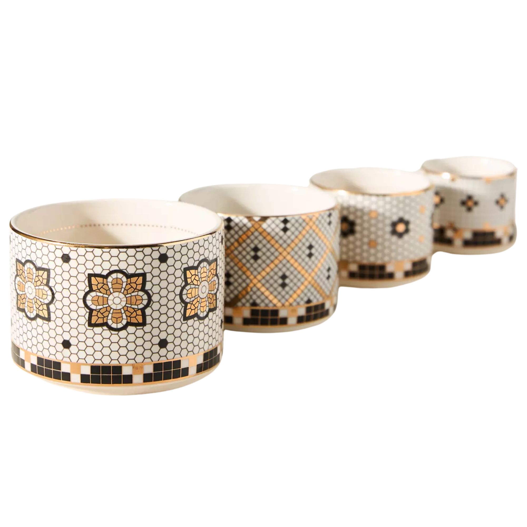 Anthropologie bistro gold and black measuring cups