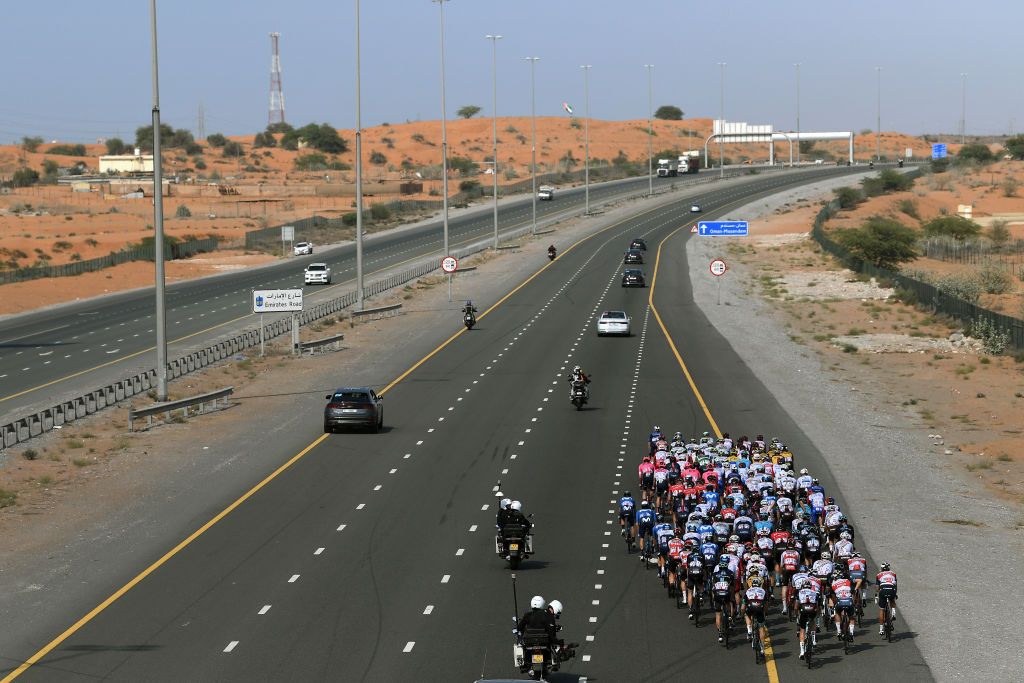 Cross winds raised the tension in the peloton for a while