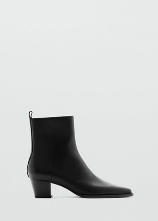 Leather Ankle Boots With Block Heel