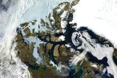 MODIS satellite true color image of the Canadian Arctic Archipelago.
