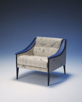 leather armchair blue and white