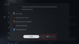 How to transfer games to PS5 external hard drive - confirm move