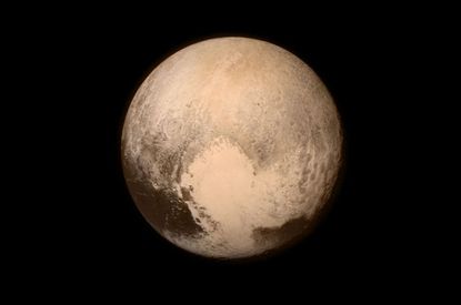 New Horizons' photo of Pluto showing the heart-shaped area now informally named Tombaugh Region.