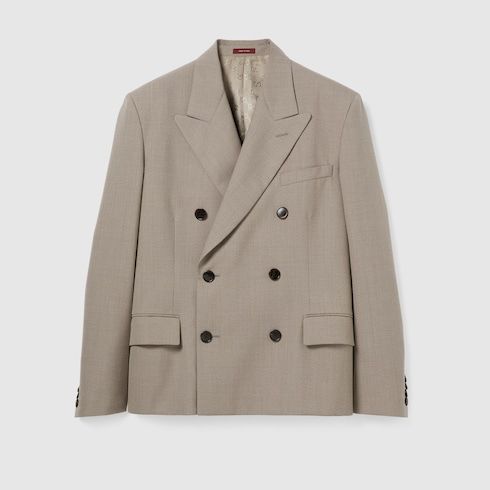 Double-Breasted Wool Moulin&eacute; Jacket