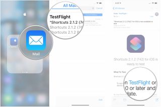 Open Mail, open email, tap TestFlight