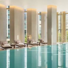 A spa poolside indoors.