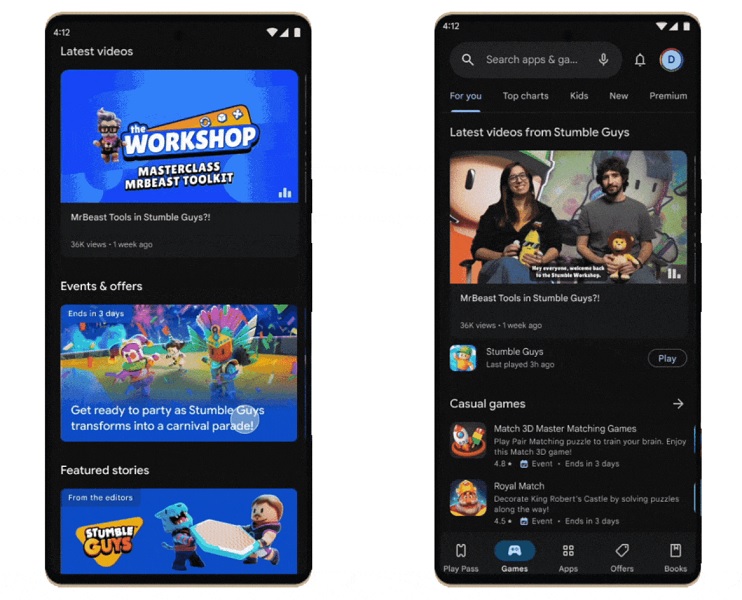 The Play Store will soon show YouTube videos about popular mobile game titles.
