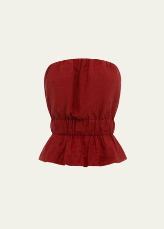 Aurelia Strapless Gathered Peplum Top