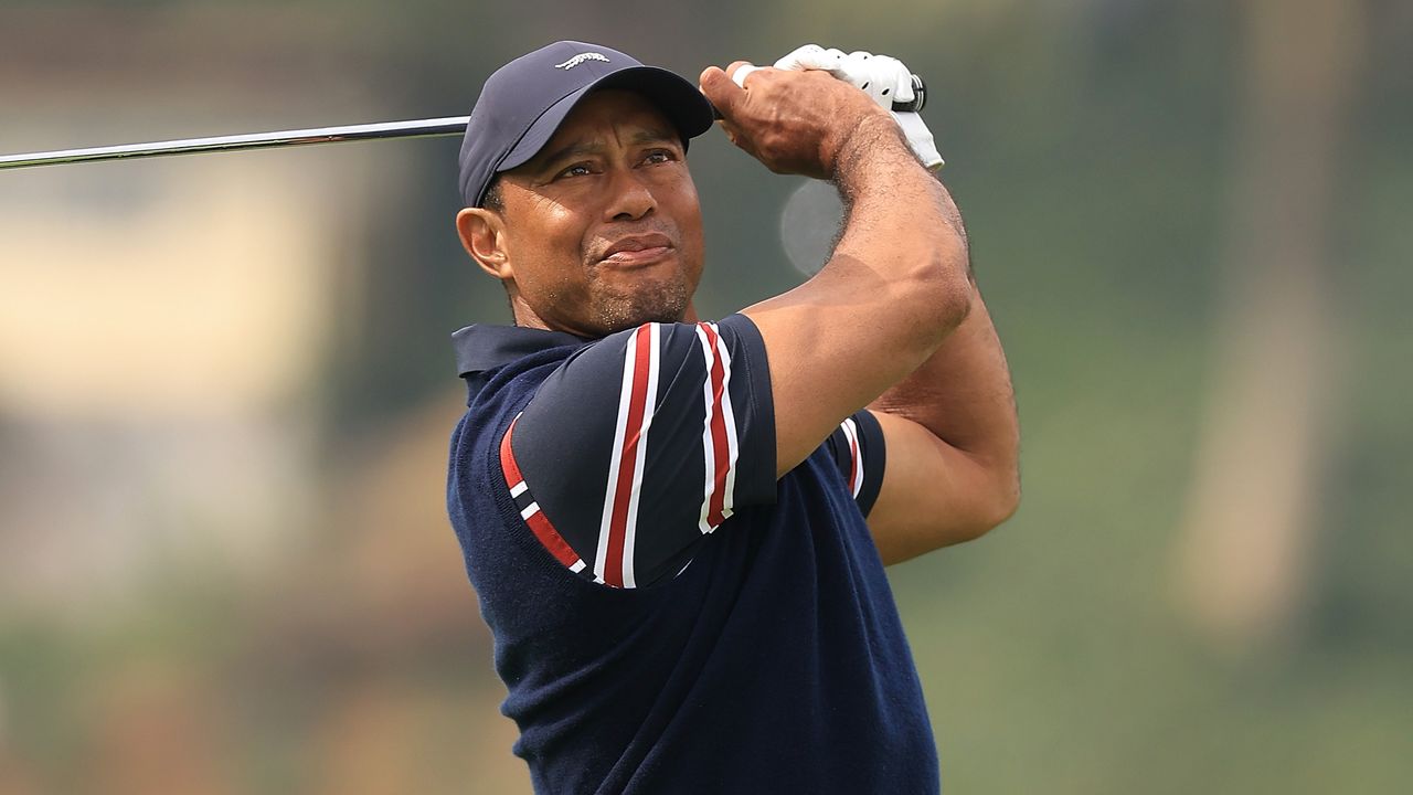 Tiger Woods takes a shot at the Genesis Invitational