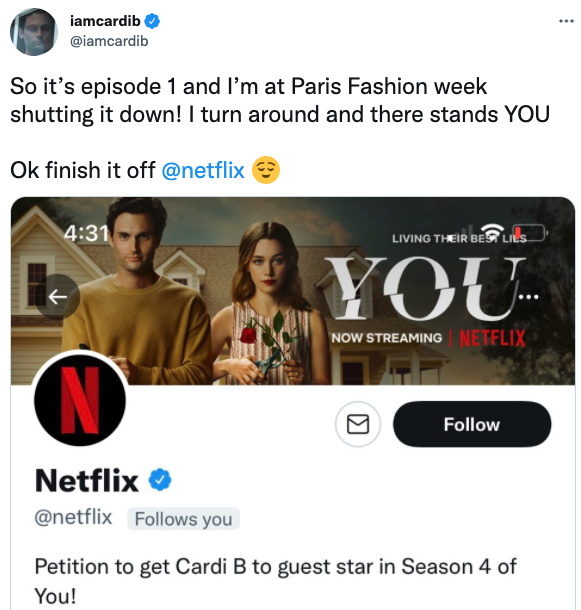 Cardi B's reply to Netflix