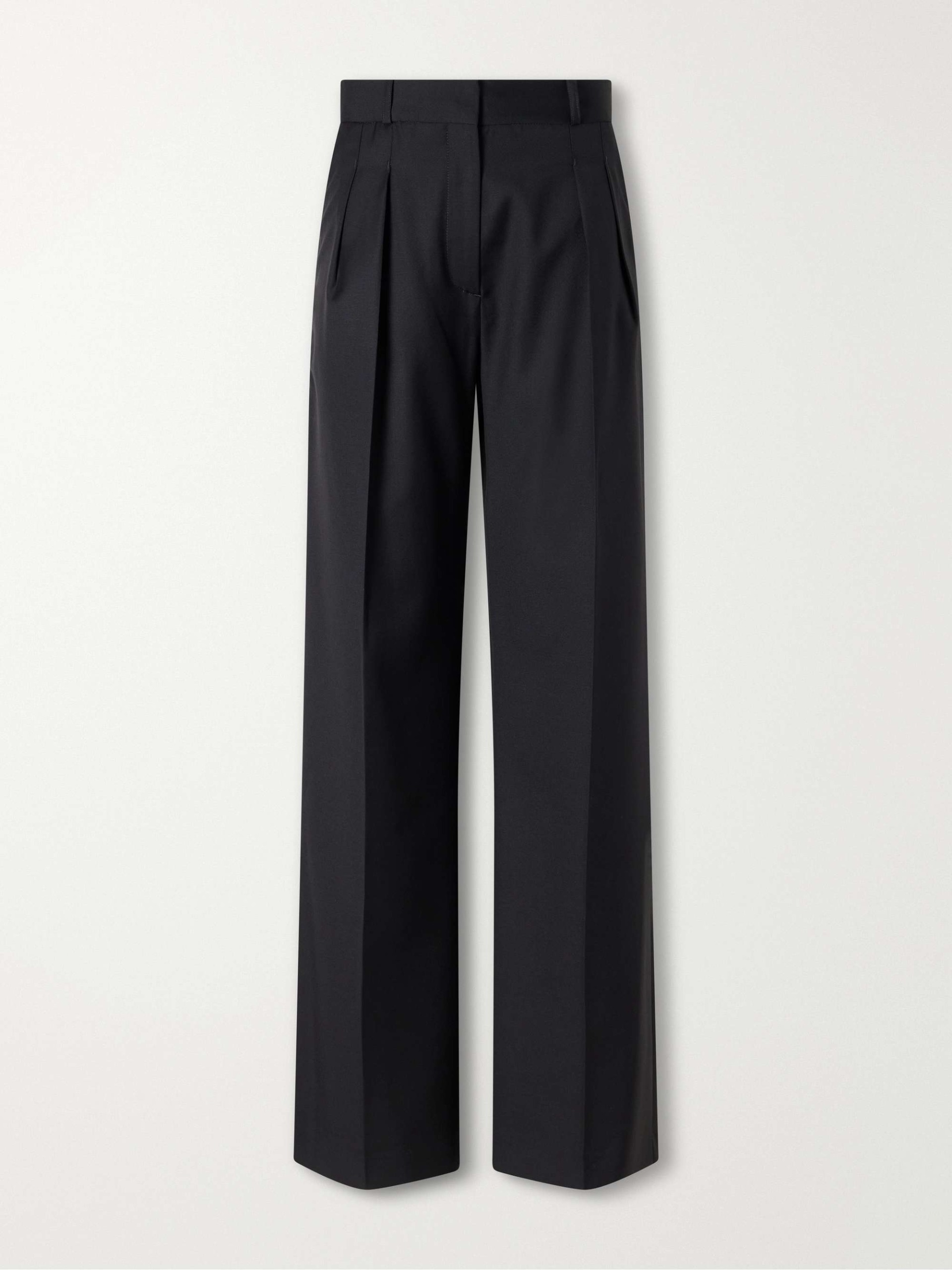 Sbiru Pleated Wool-Twill Straight-Leg Pants