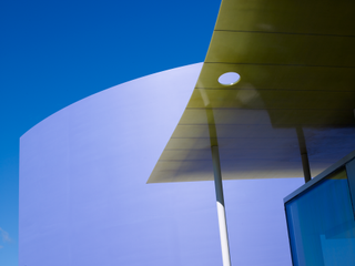 blue pavilion against blue skies