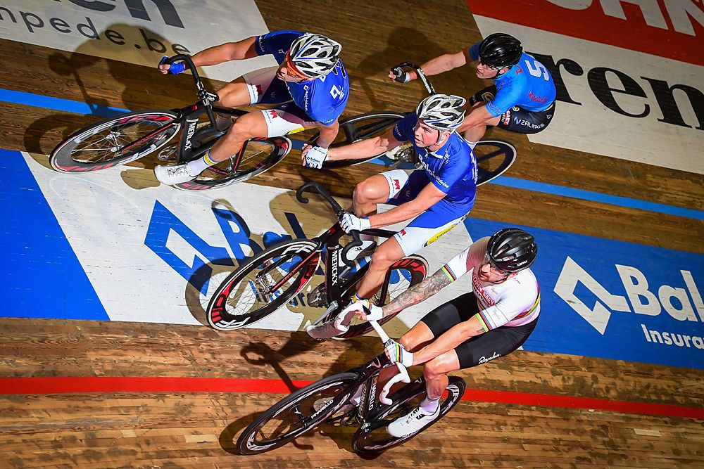Bradley Wiggins, Moreno De Pauw, Kenny De Ketele and Marc Hester at the 2016 Gent Six Day