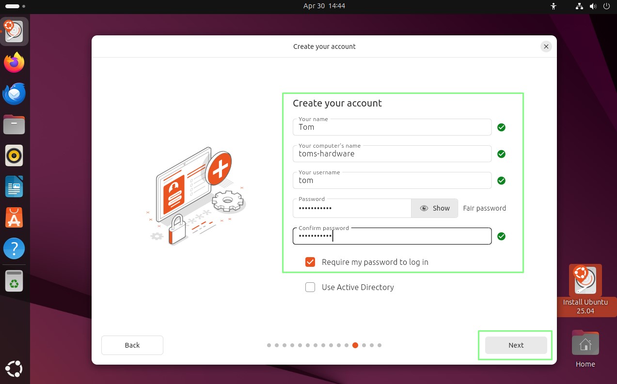 Ubuntu install screenshot