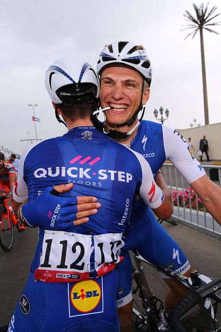 Marcel Kittel (Quick-Step Floors) celebrates his stage 2 win