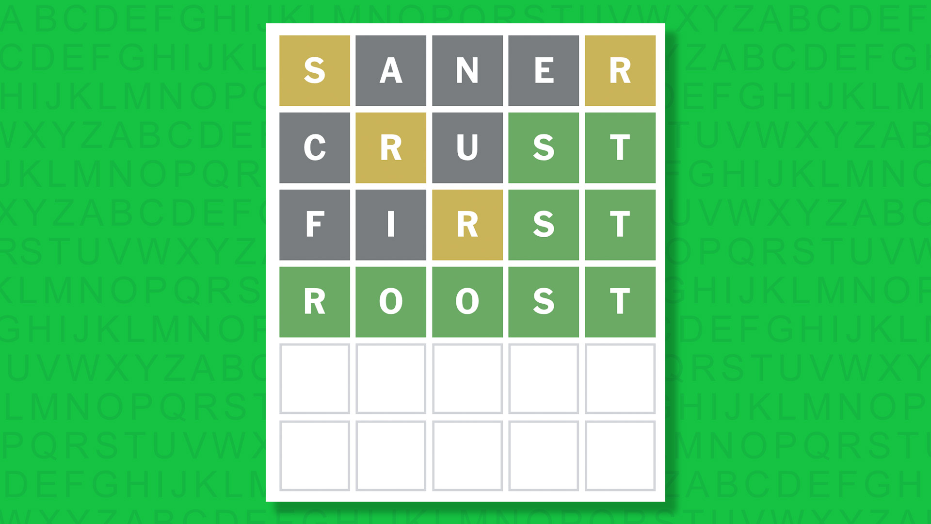 NYT Wordle answer for game 1703 on a green background