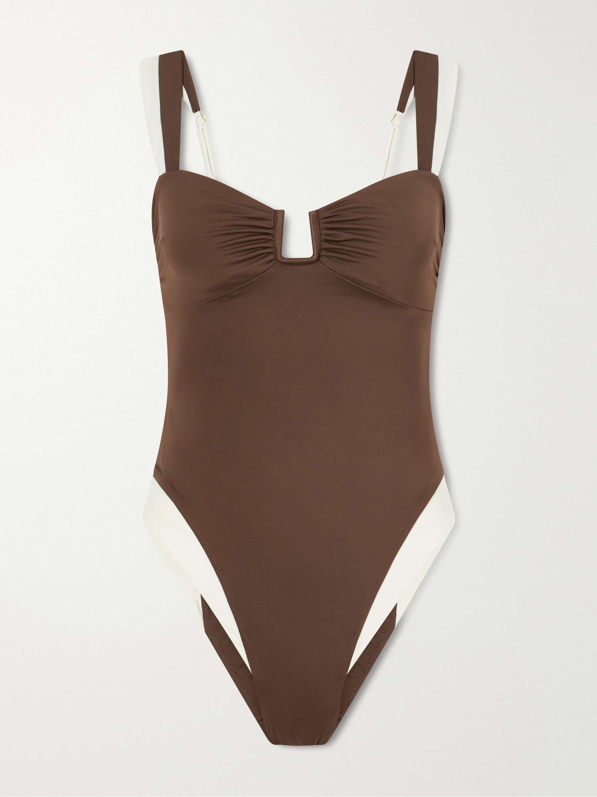 Cannes Two-Tone Gathered Recycled Stretch Swimsuit