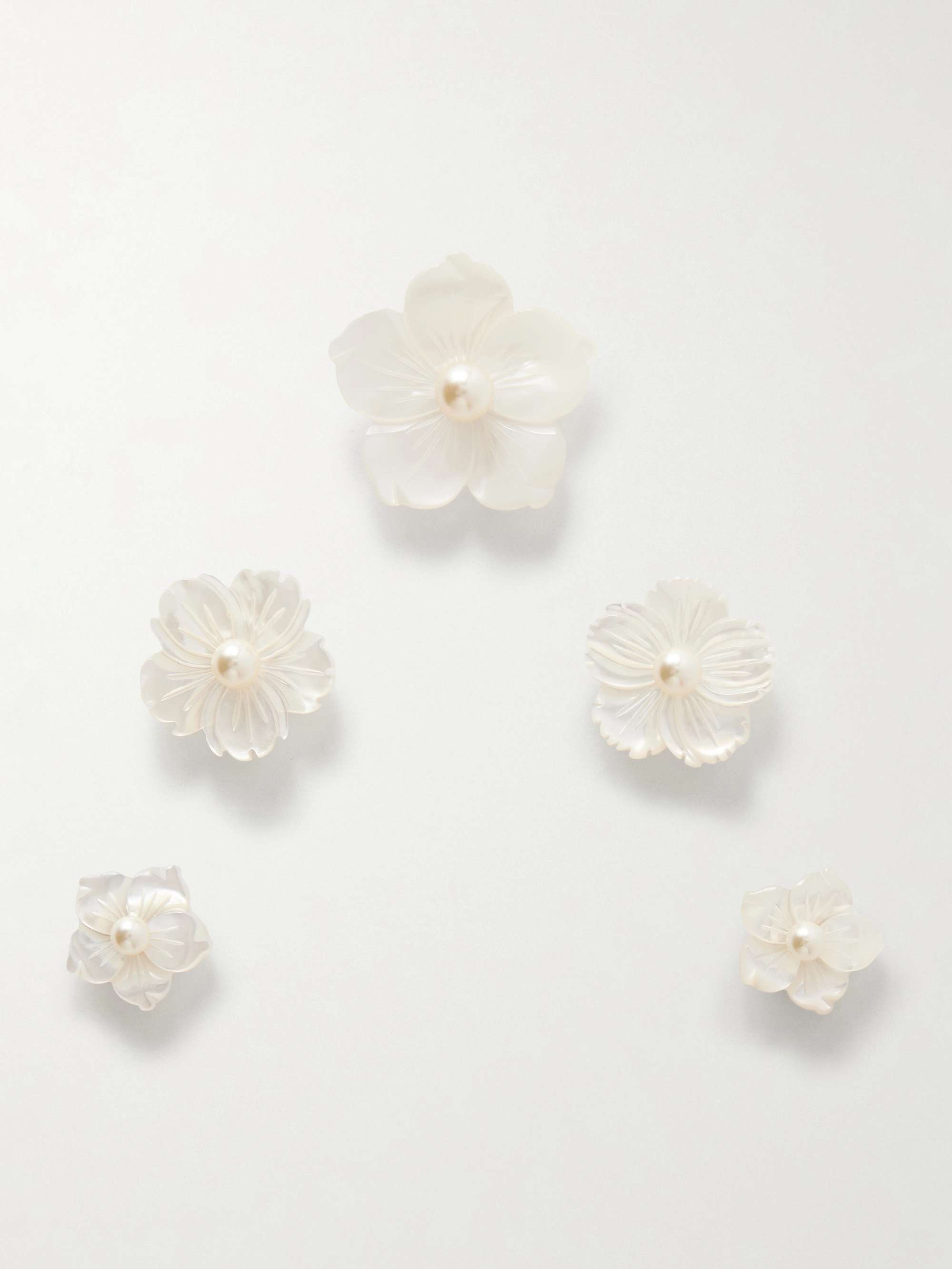 Zinnia Set of Five Silver-Tone Mother-Of-Pearl Headpiece