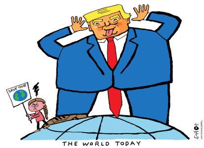 Political Cartoon U.S. Trump Greta Thunberg climate change